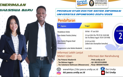 Pendaftaran Mahasiswa Baru Gelombang 2 Doktor Sistem Informasi Undip
