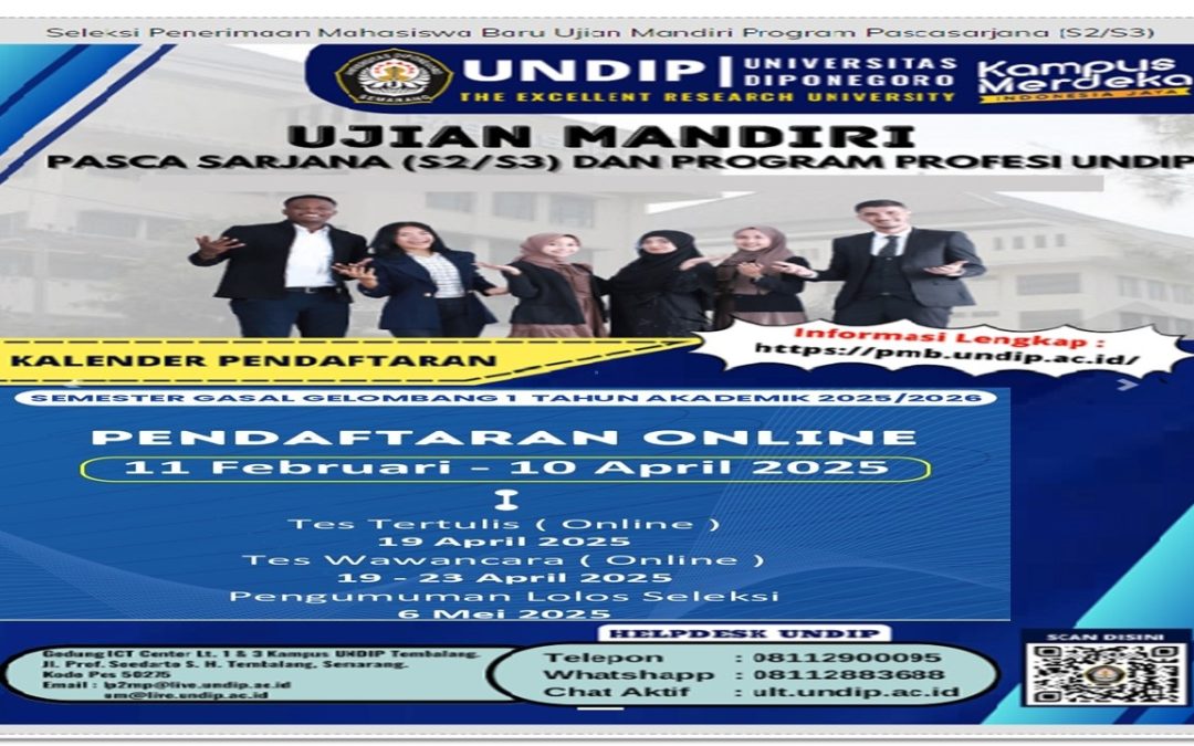 Pendaftaran Ujian Mandiri Program Doktor Sistem Informasi Sekolah Pascasarjana Universitas Diponegoro