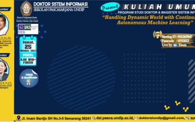 Undip Postgraduate School is inviting you to a scheduled Zoom meeting.  Topic: Public Lecture from the Undip Postgraduate School Information Systems Doctoral Study Program with the topic “Handling Dynamic Worlds with Continual and Autonomous Machine Learning”