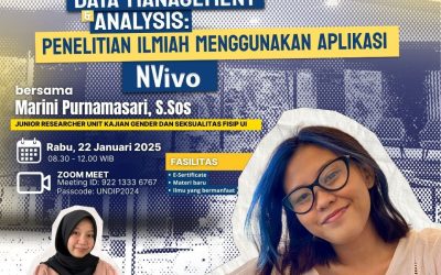 Kegiatan WEBINAR untuk analisis data kualitatif. NVivo membantu meningkatkan efisiensi dan kedalaman analisis data kualitatif.